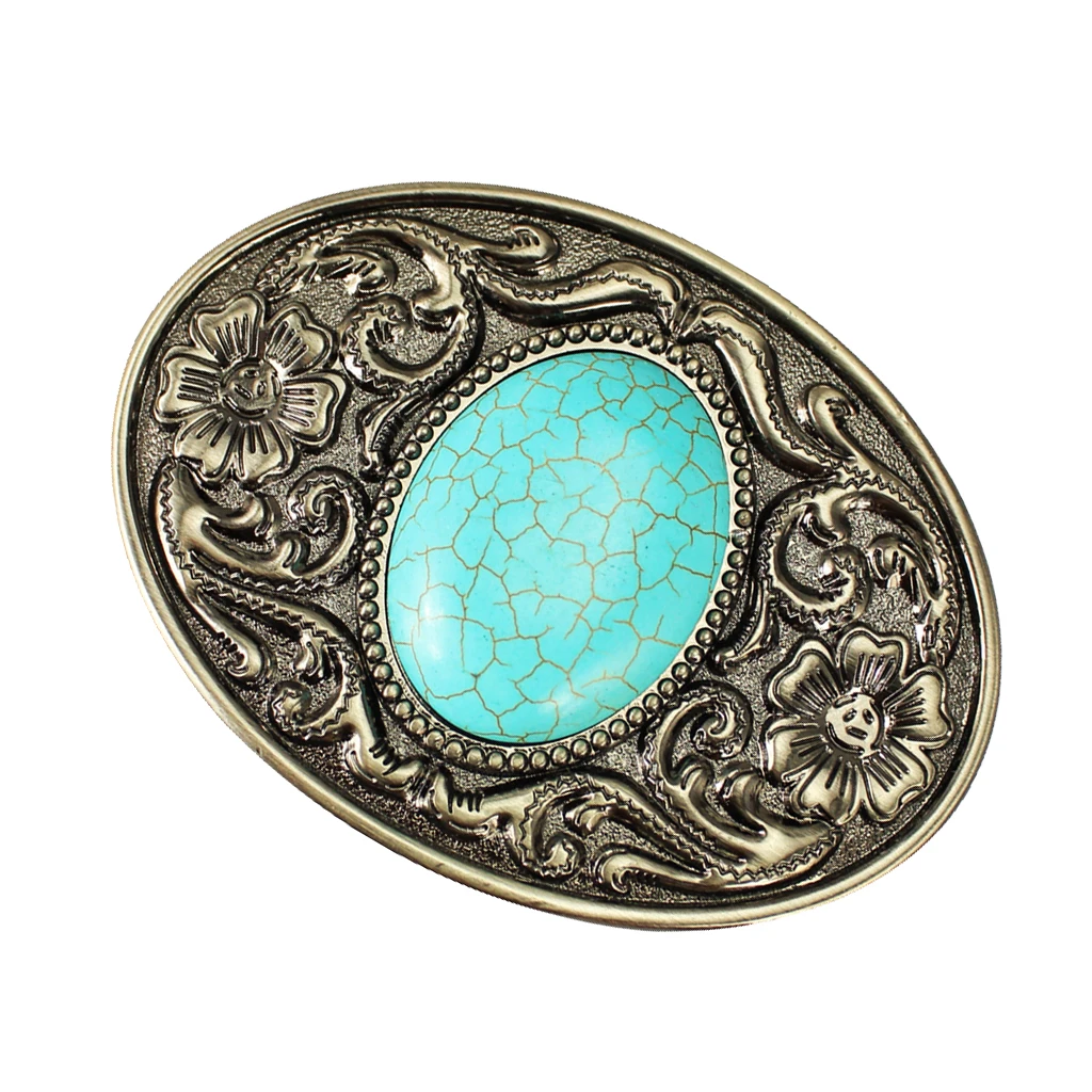 Vintage Boho Hippie Style Belt Buckle Mens Gifts with Gemstone Accessories for Leather Belt - Цвет: Синий