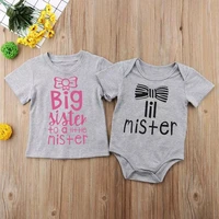 Big Sister Shirt and Little Brother Bodysuit Sibling Matching Outfits Big Sister Lil Mister Girl Tees Newborn Romper Clothes 2