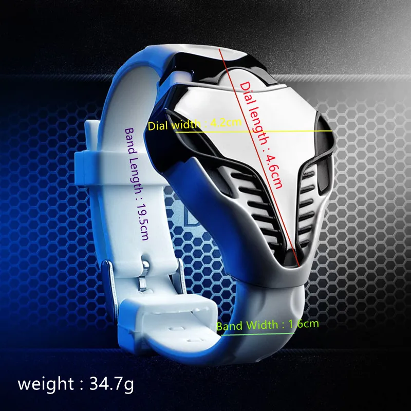 2021 New LED Digital Watch Men Watches Colorful Silicone Triangle Dial Snake Head Sports Wristwatch Arm Band Gift