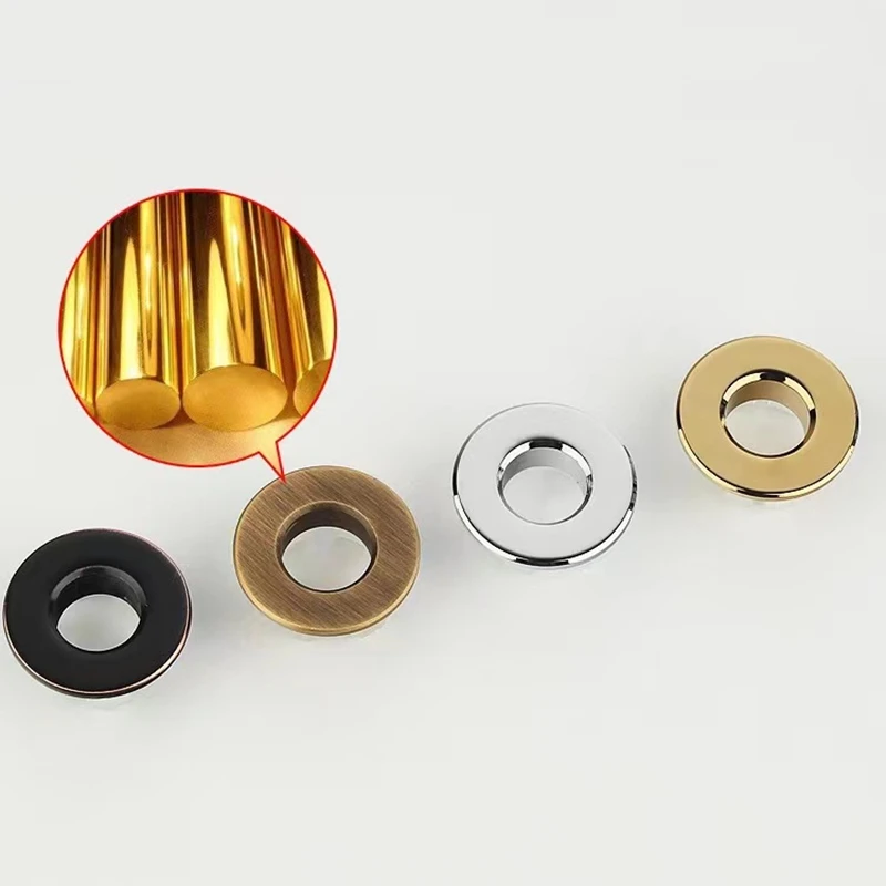 Overflow Hole Decorative Cover Copper 1Pcs Sink Hole Round Overflow Cover Insert Black Basin Sink Bathroom Faucet Insert Ring