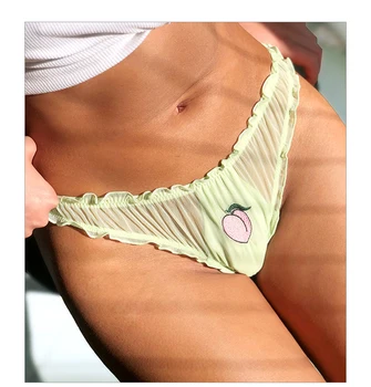 

1Pcs Low-waist Panties Lingerie Fruit Embroidery Lace for Women Seamless Transparent Briefs Female Breathable Underwear