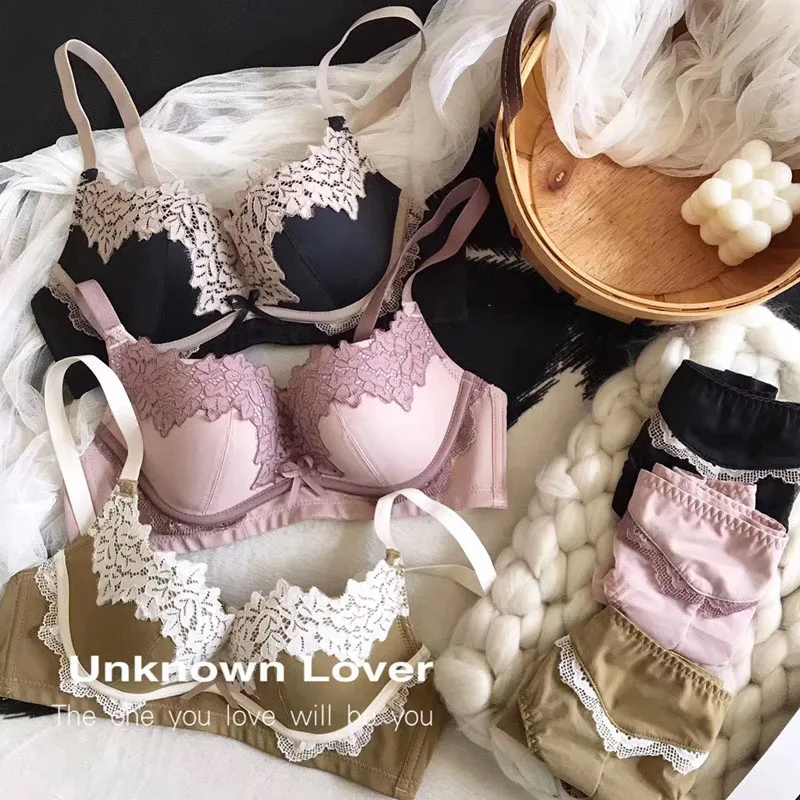 Комплект нижнего белья женский кружевной Нейлоновый Регулируемый бюстгальтер с