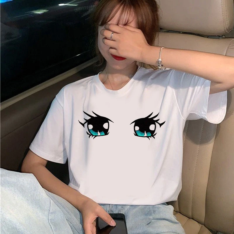2020 Summer Big eyes Women T-shirt Printed Tshirts Casual Tops Tee Harajuku 90s Vintage White tshirt Female Clothing