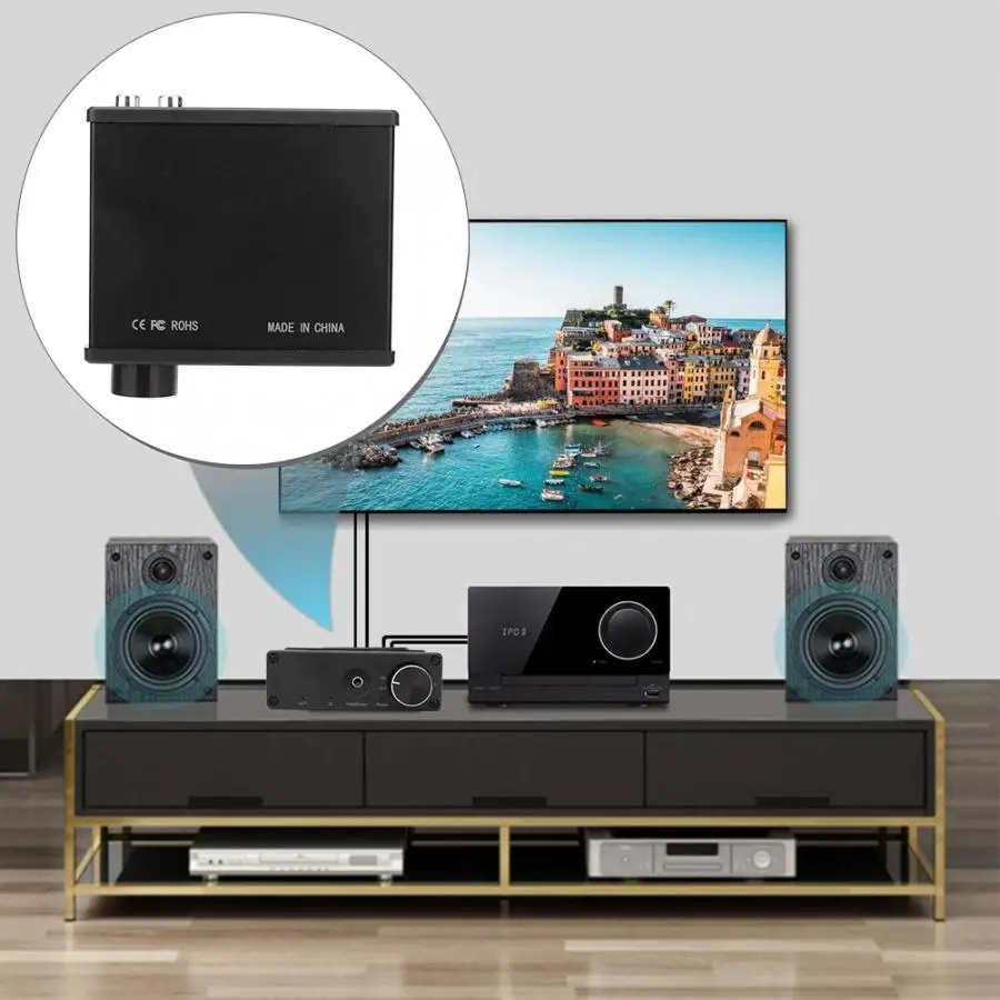 HDMI аудио экстрактор 2CH стерео усилитель для наушников металлический корпус Поддержка 2xRCA и аудио-стерео наушник выход