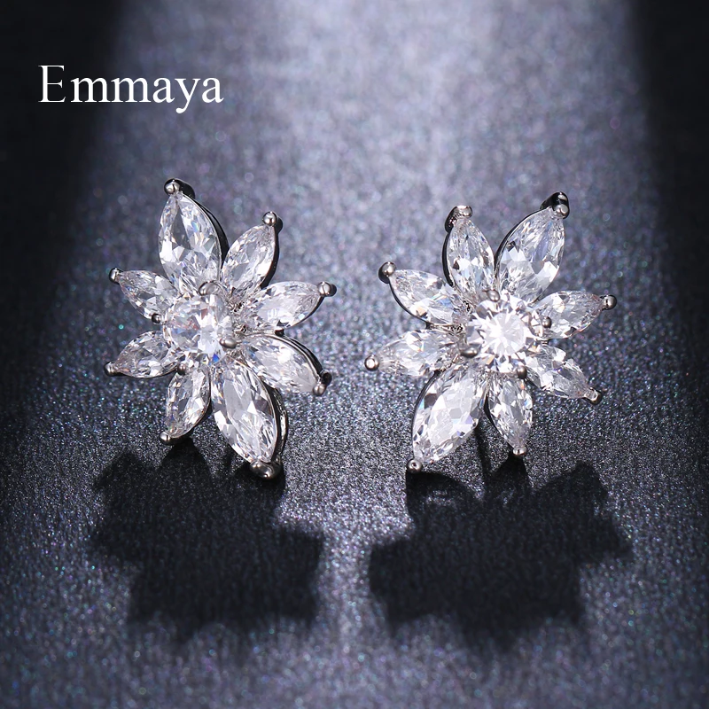 

Emmaya For Women Geometry Symmetrical Style Stud Earring With AAA Zirconia Two Colors Distinctive Gift For Friend Popular Party