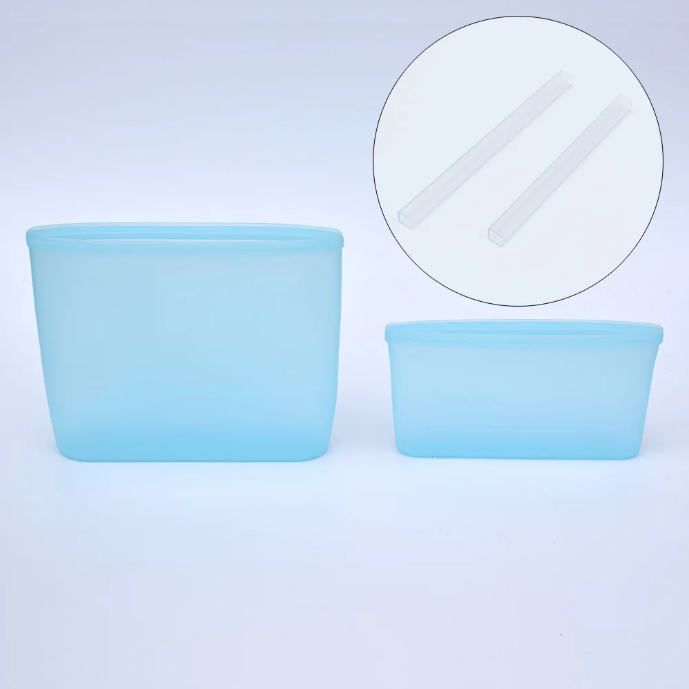 2Pcs Blue Bags TETOU силиконовые контейнеры для хранения продуктов герметичная миска для свежей еды многоразовый закрывающийся мешок для фруктов и овощей с уплотнительными зажимами Прямая поставка - Цвет: 2Pcs Blue Bags
