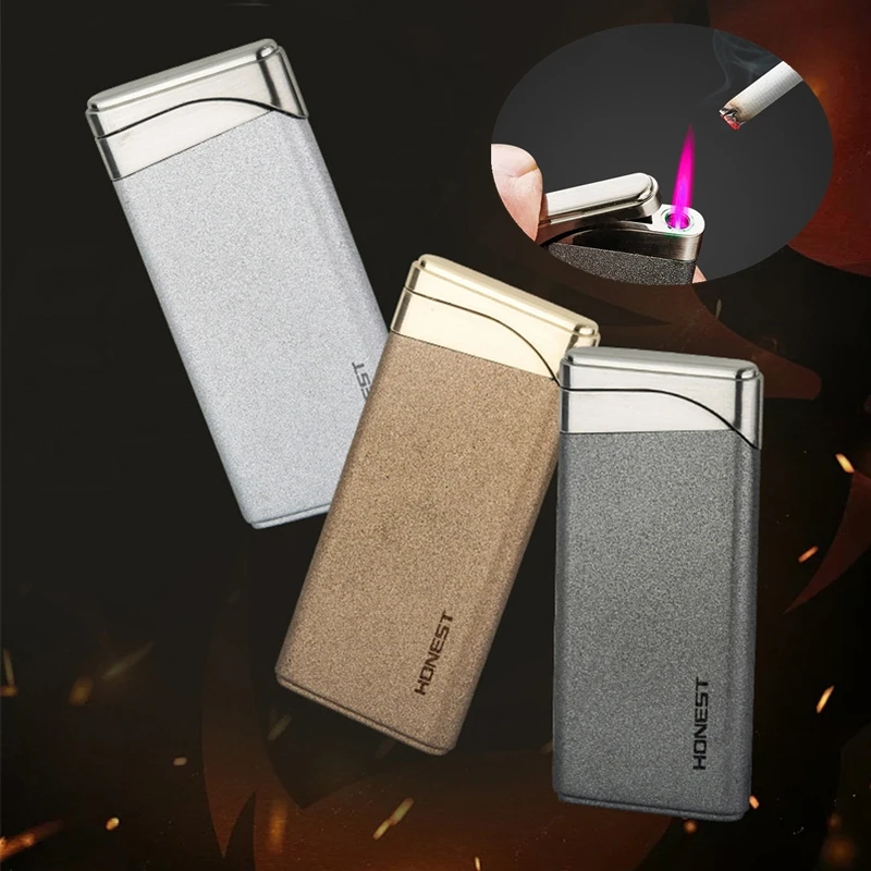 

Creative High Temperature Red Flame Windproof Inflatable Cigarette Lighter Metal Body Ultra-thin Personality Butane Gas Lighter
