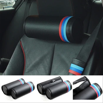 

Newest Design Car Headrest Neck Pillow Carbon Fiber Seat Cover PU Leather Supports For BMW X1 X3 X5 X6 M1 M3 M5 1 3 5 7 Series