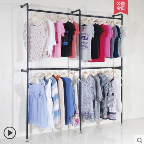 Colgador de pared para tienda de ropa, perchero estante de exhibición de moda, múltiples juegos de estantes de ropa de pared clavados _ - AliExpress Mobile