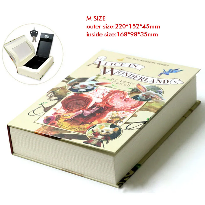 Alice-Size M Размер M книга безопасный ключ замок тип высокое качество секретная книга скрытые безопасные металлические стальные Аналоговые классические книги стиль - Цвет: Alice-Size M
