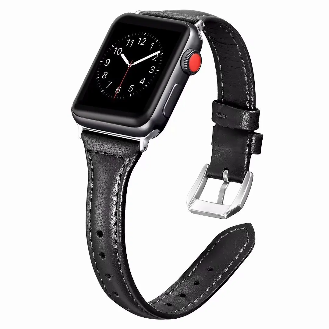 Хорошая кожаная Петля для Apple Watch Band 40 мм 44 мм для iwatch 38 мм 42 мм ремешок серии 5 4 3 2 1 - Цвет ремешка: black