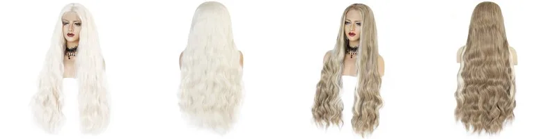 Ebingoo белый коричневый синтетический парик на кружеве Длинные волны воды высокая температура волокна волос парики для женщин