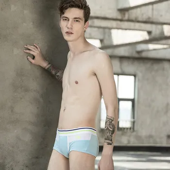 

Summer 2020 Slim Men Low Waist Cotton Blue Youth Underwear Sexy Boxers Brand Soft Breathable Panties Man Boxeur Homme Underpants