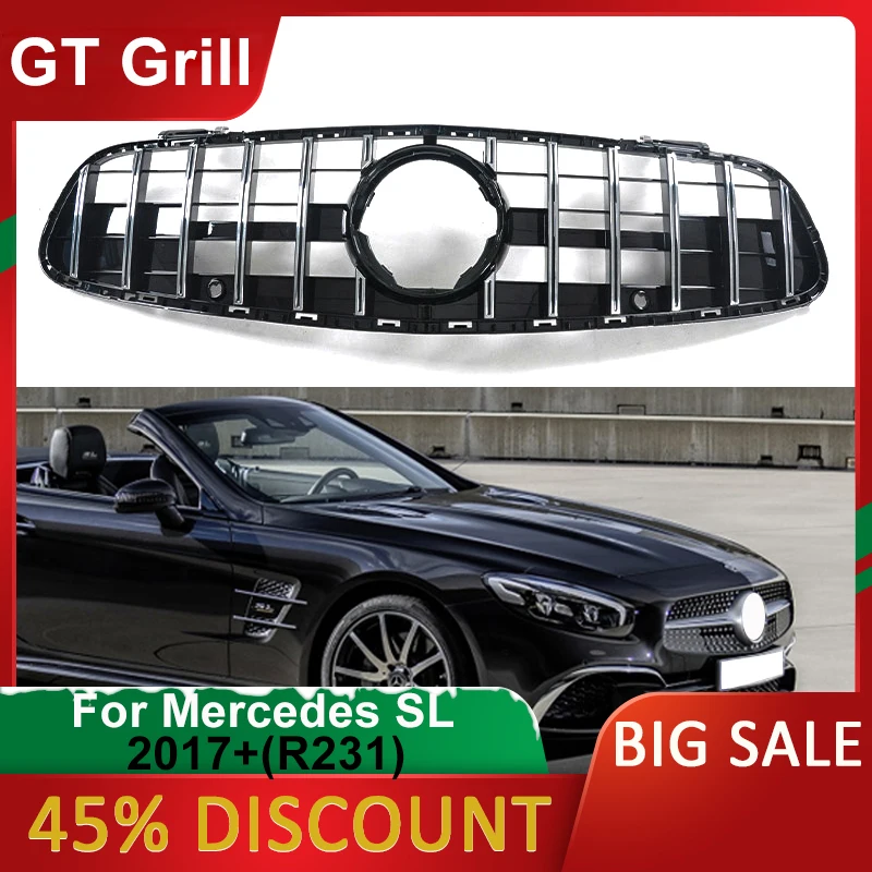 

For Mercedes Benz R231 GT Front Grille For Mercedes SL Class 2017-2019 SL500 SL450 ABS Front Bumper Grill Car Styling Car Grill