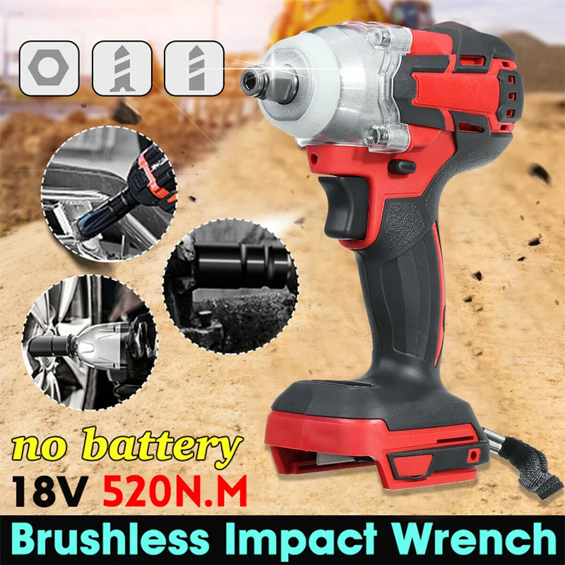 

Dreamburgh 18V 520Nm Electric Impact Brushless Wrench Torque Drill 1/2" Cordless Electric Wrench for Makita Battery Power Tools