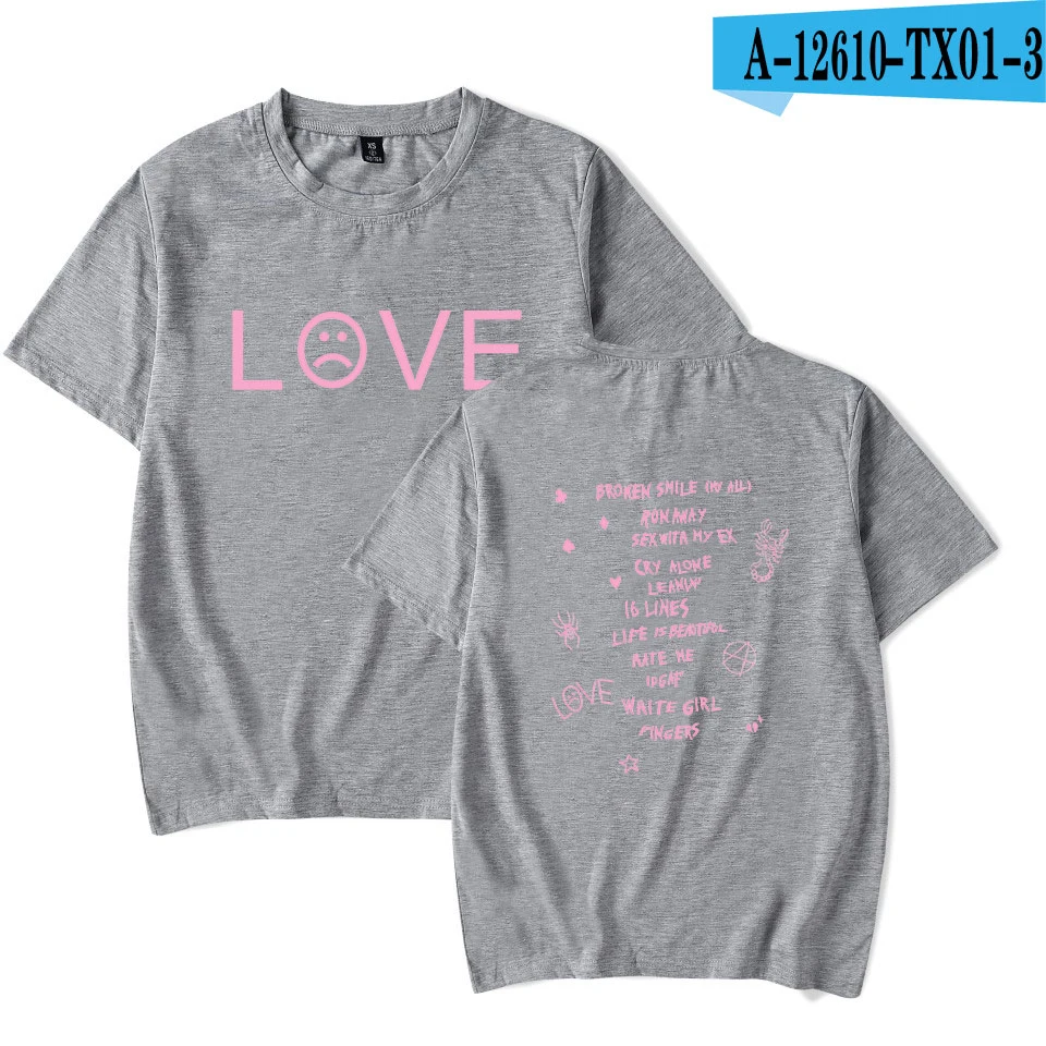 gray tshirt Футболка Lil с открытым принтом, футболка с коротким рукавом для отдыха, белая хлопковая забавная летняя уличная одежда, Lil Peep Rapper Fan, Топ 4XL - Цвет: gray tshirt