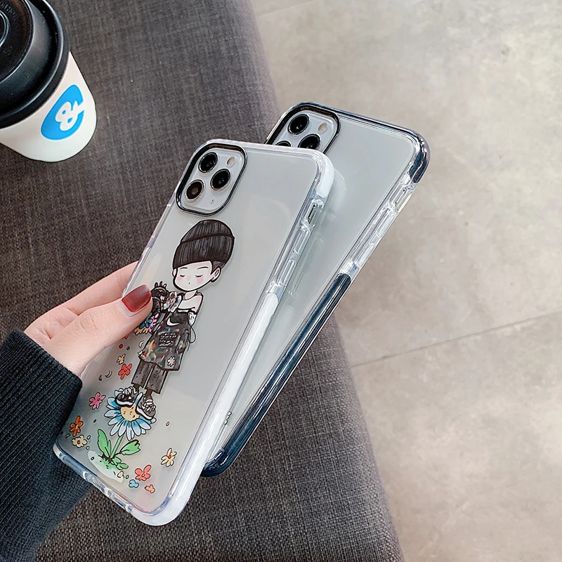 Прозрачный чехол для iPhone X, XR, Xs, Max, 11, 8, 7, 6, 6s Plus, 11 Pro, Max, высокое качество, двухцветная мягкая задняя крышка из ТПУ
