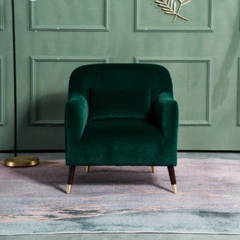 

European style single sofa, frosted velvet fabric, comfortable single sofa chair, used for living room or cafe decoration