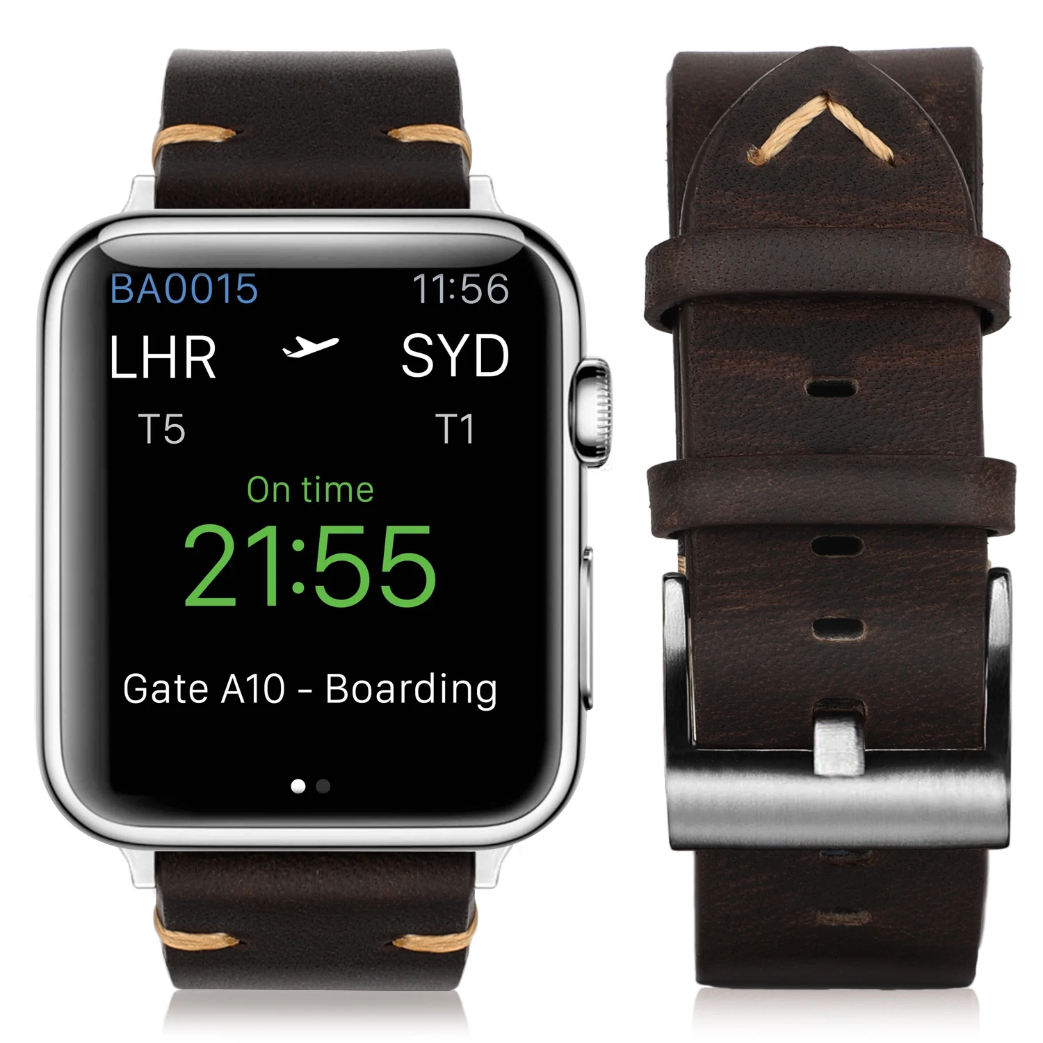 Ремешок для часов Hemsut Apple watch 5 4 42 38 мм темно коричневый ремешок из натуральной