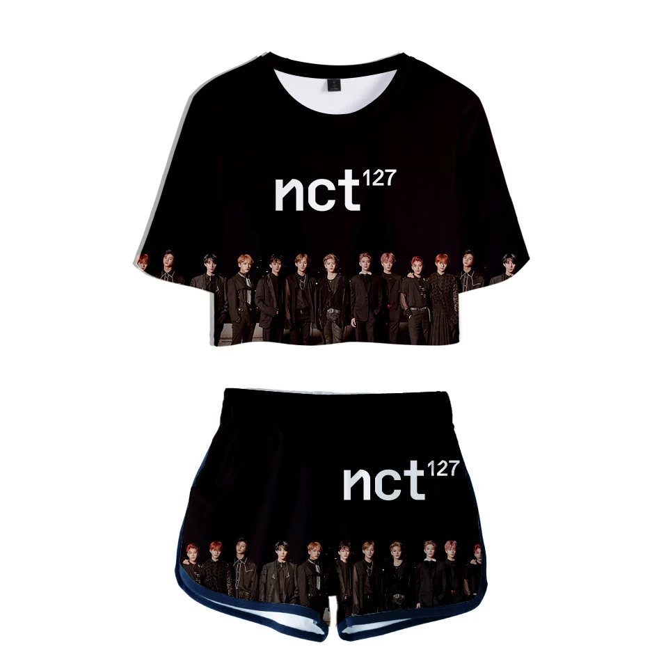 Kpop NCT U 127 комплект из двух предметов летняя хлопковая Футболка с принтом Bigbang