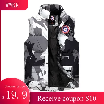 

Men Packable Vest Thicken Waistcoat Stand-up Collar Padded Lightweight Down Vest for gilet veste hommes Zip-up Winter Clothes
