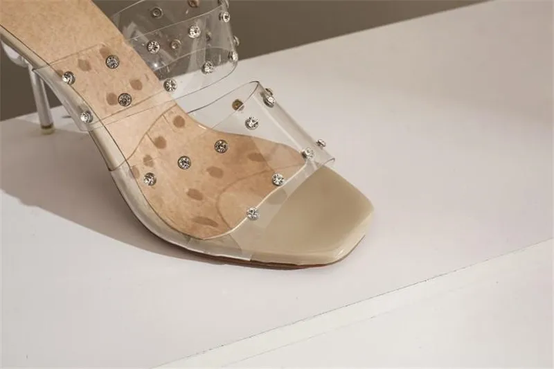 Size 30-48 Thin High Heels Half Slippers 2020 Summer New Women's Shoes Slides Sexy Gladiator Transparent Sandals Shoes For Woman (31)