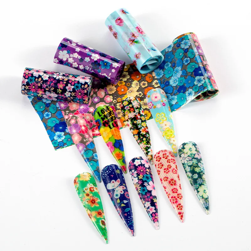 

16pcs Retro Nail Foil for Manicure UV Gel Polish Sticker Colorful Flowers \ Design Adhesive Decal Nail Art Decoration Wraps