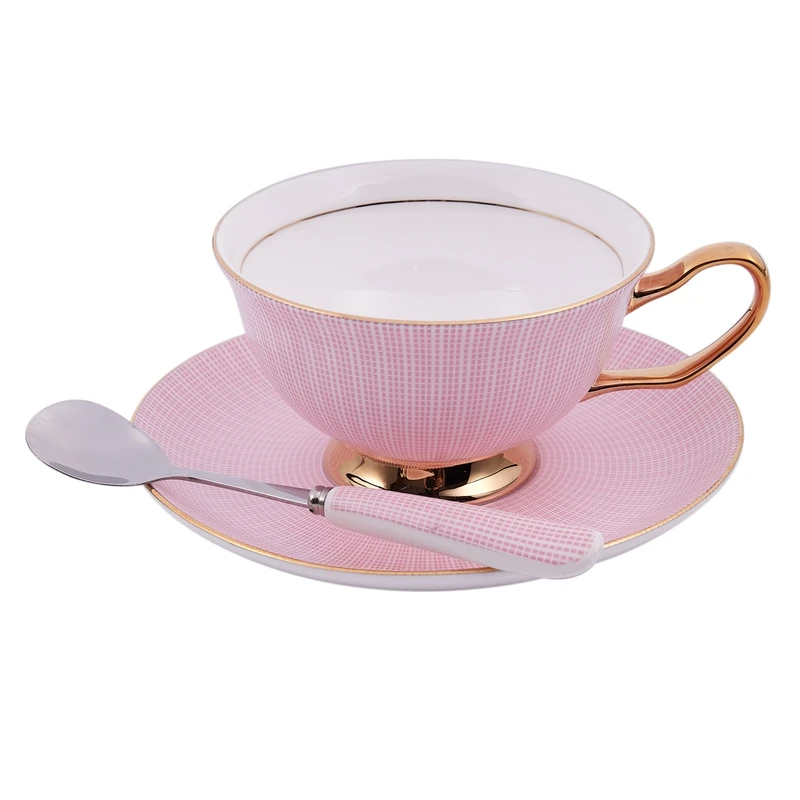 Ceramic Bone China Coffee and Tea Cup Coffee Cup and Saucer Drink Cup Set - Цвет: Red