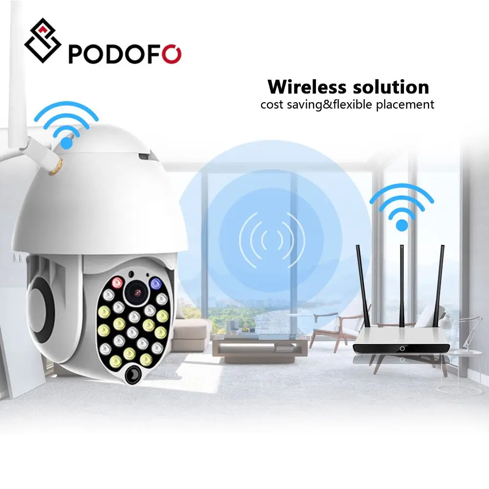 PODOFO 21 светодиодный wifi камера 1080P IP 2 4G 2.0MP PTZ Pan Tilt IR беспроводная водонепроницаемая