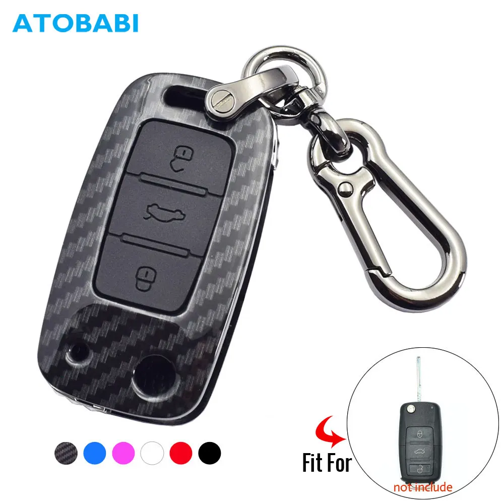 Карбоновый чехол для ключей для VW Volkswagen Jetta Passat Golf Beetle Rabbit GTI СС, EOS SEAT 3 кнопки складной пульт дистанционного управления Fobs Shell Cover
