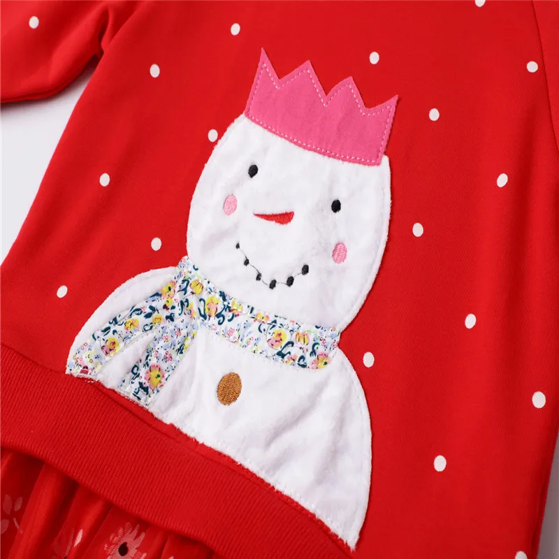 Jumping meter/Детские платья-пачки для девочек; рождественское платье с аппликацией снеговика для малышей; вечерние платья принцессы на год для девочек