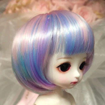 1/3 1/4 1/6 1/8 Bjd Doll SD Wig Short Colorful Cute Hair High Temperature Wire 1
