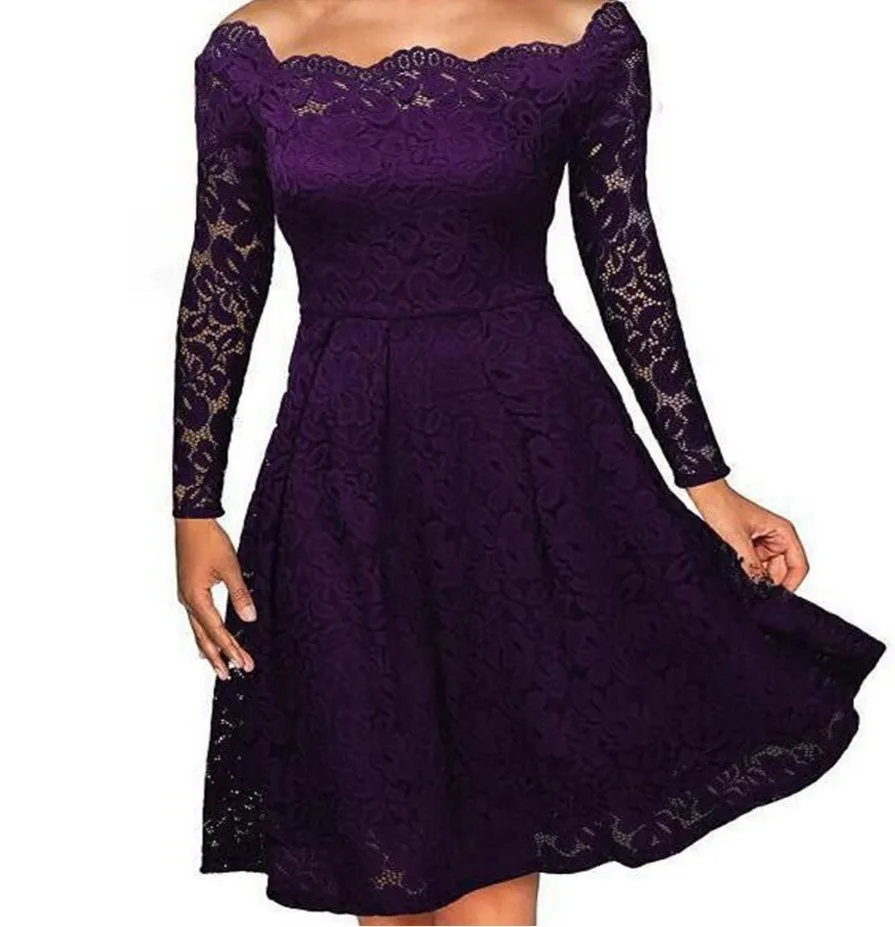 

BacklakeGirls Sexy Strapless Off Shoulder Full Sleeve Solid Color A Line Lace Cocktail Dress Vestidos De Fiesta De Noche Corto