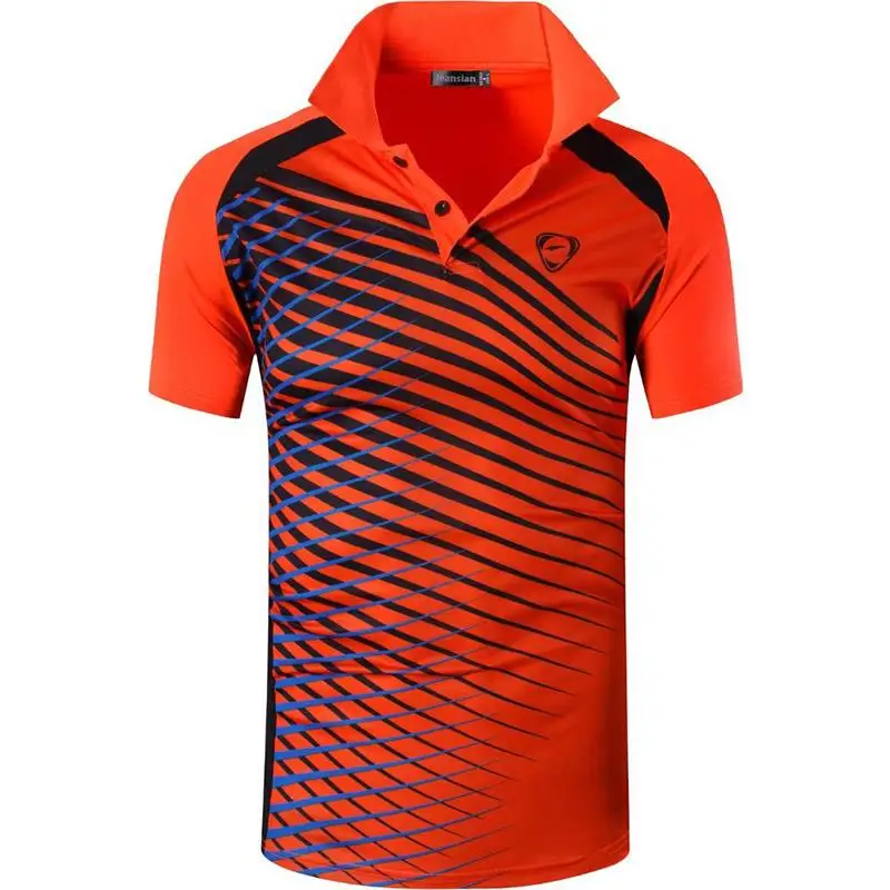 

jeansian Men's Sport Tee Polo Shirts POLOS Poloshirts Golf Tennis Badminton Dry Fit Short Sleeve LSL243 Orange