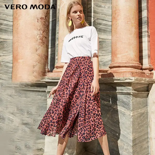 US $18.76 Vero Moda Women's Leopard Print Pleated Chiffon Skirt  319216514