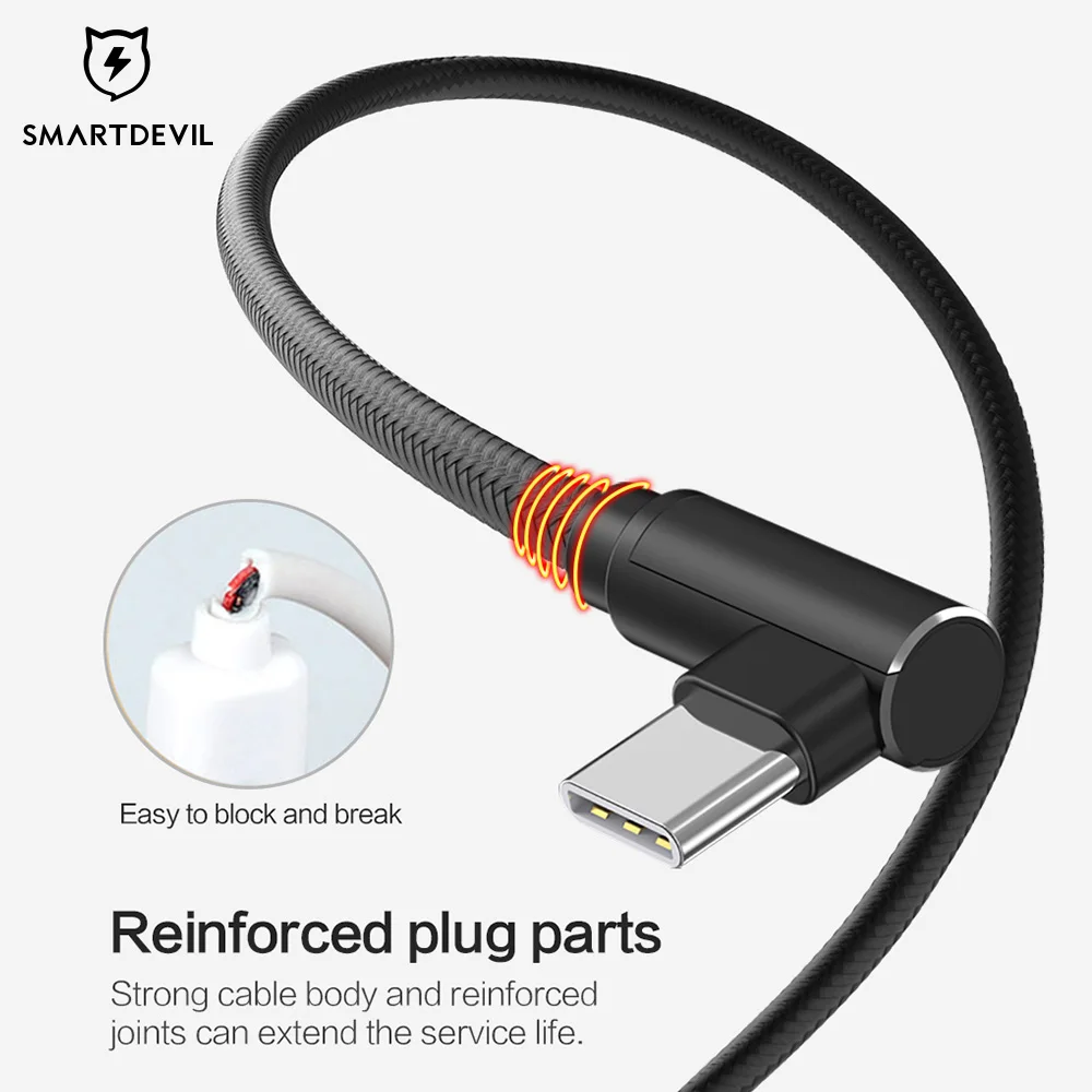 USB кабель SmartDevil типа C 90 градусов 0 25 м|Кабели для мобильных телефонов| |
