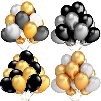 

12inch Gold Silver Black Pink Glossy Pearl Latex Balloons Helium Balloon Happy Birthday Wedding Party Globos Decoration Supplies