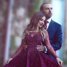 Фиолетовый Бальные платья трапециевидной формы одежда с длинным рукавом по колено с блестками и бисером элегантные коктейльные платья