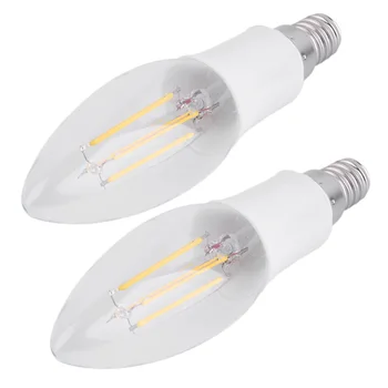 

2pcs E14 4W Warm White Filament COB LED Light Bulbs Candle AC 85-265V