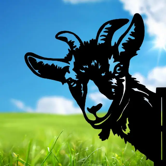 Csukló Állatok Farm Peeping Tehén Dísz Kerti Szobrok Patina Fém Művészeti Kecske Kakas Kert Peeker Állati Háztáji Gyep Tét - Image 5