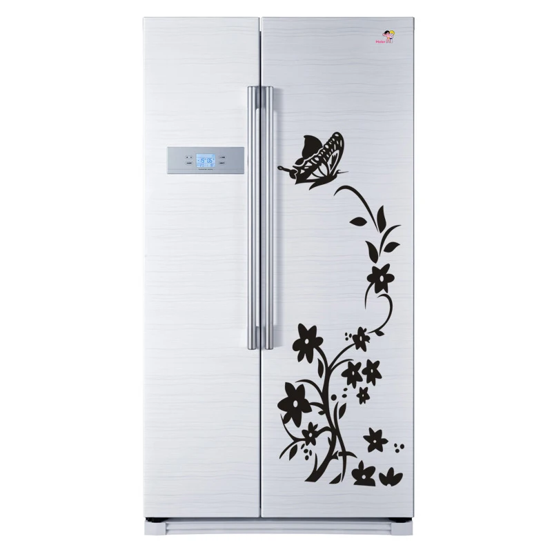 Креативная наклейка на холодильник с черной бабочкой, наклейка на стену, домашняя отделка кухни, домашние обои, наклейка на холодильник