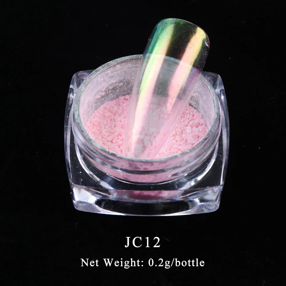 JC12 0,2 г/кор. голографическая Аврора для ногтей блестящая зеркальная пудра Хамелеон прозрачный порошок для ногтей DIY лак для ногтей LYJC01-12 - Цвет: JC12