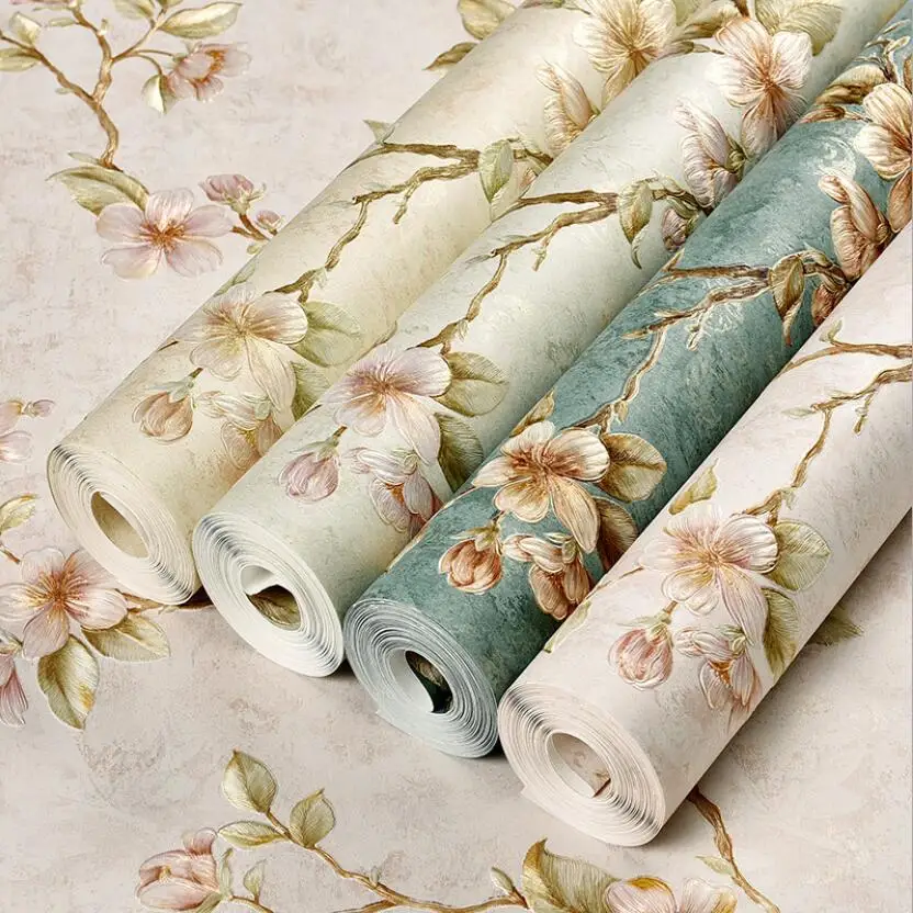 

3d Self Adhesive Wallpaper Green Pink Beige Floral Peel and Stick Wallpapers Stickers Mural Flower Wall Paper Decoration P029