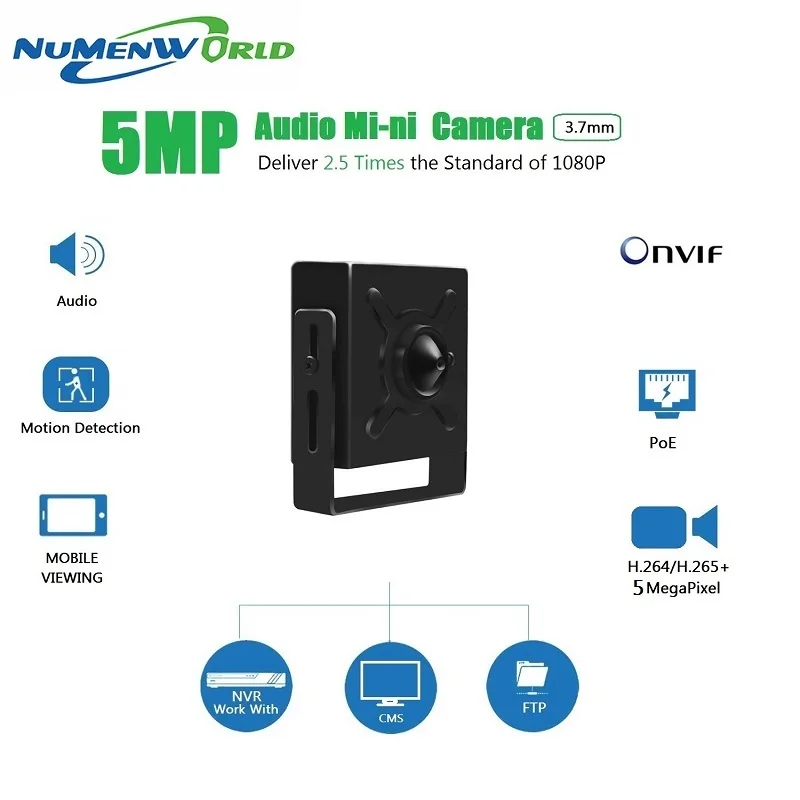 

Numenworld IP camera 5.0MP POE HD webcam Mini CCTV Video Audio camera ONVIF P2P RTSP Surveillance Camera for Home Indoor