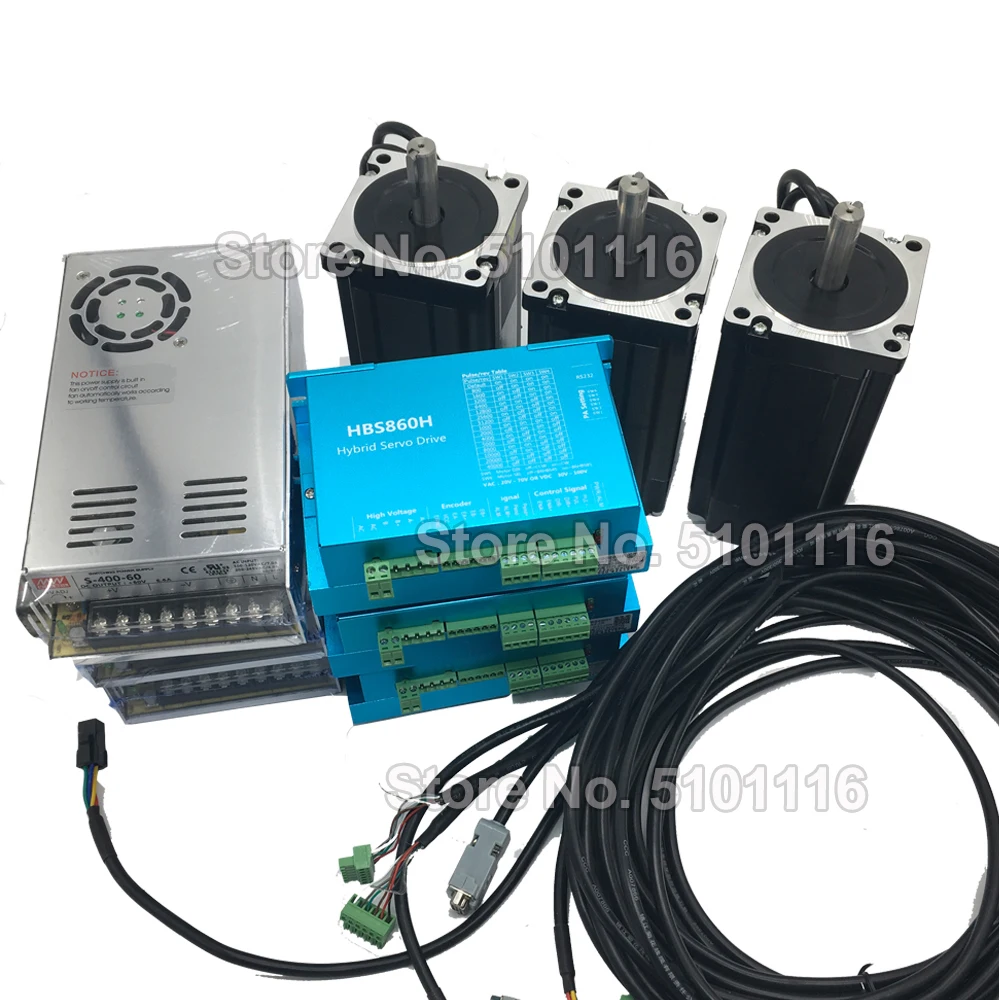 8.5Nm Nema34 86 мм AC DC DSP шаговый двигатель с замкнутой обратной связью мотор+ Драйвер+ 400 Вт 60 в DC комплект питания Hybird кодировщик Легкий шаг сервопривода 3 комплекта