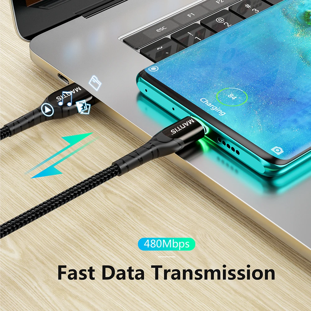 MANTIS 3 м 2 м светодиодный кабель Micro Usb для samsung Xiaomi 3A Быстрая зарядка зарядное устройство через Micro Usb Android мобильный телефон кабель для передачи данных