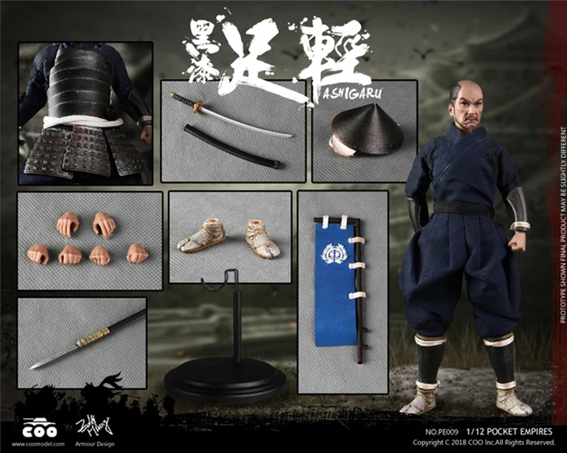 1/12 весы COOMODEL PE009 японский самурайский солдат черная Броня ASHIGARU фигурка Кукла Коллекция