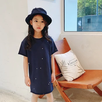 

618Girls Dresses 2020 Summer New Medium-sized Children's Dress Polka Dot Short-sleeved Casual T-shirt Skirt
