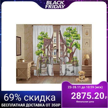 

Set of curtains House in the woods, 147х267 +/- 3cm 2pcs, gabardine, polyethylene 100% 4636755