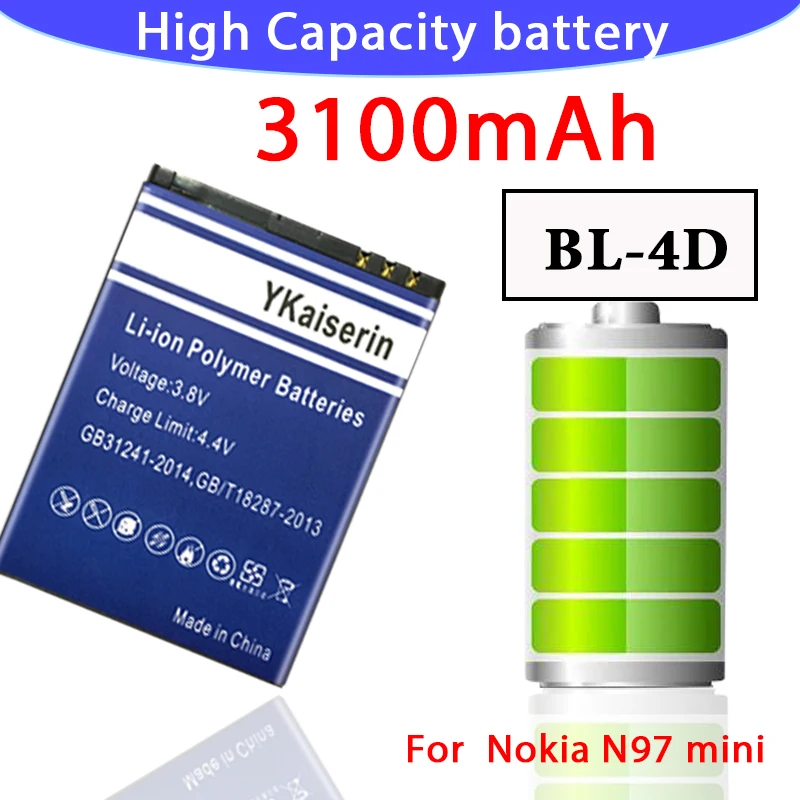 3100 мА/ч, BL-4D Батарея для NOKIA N97mini N8 E5 E7 702T T7-00 T7 N5 808 Батарея 4D BL4D